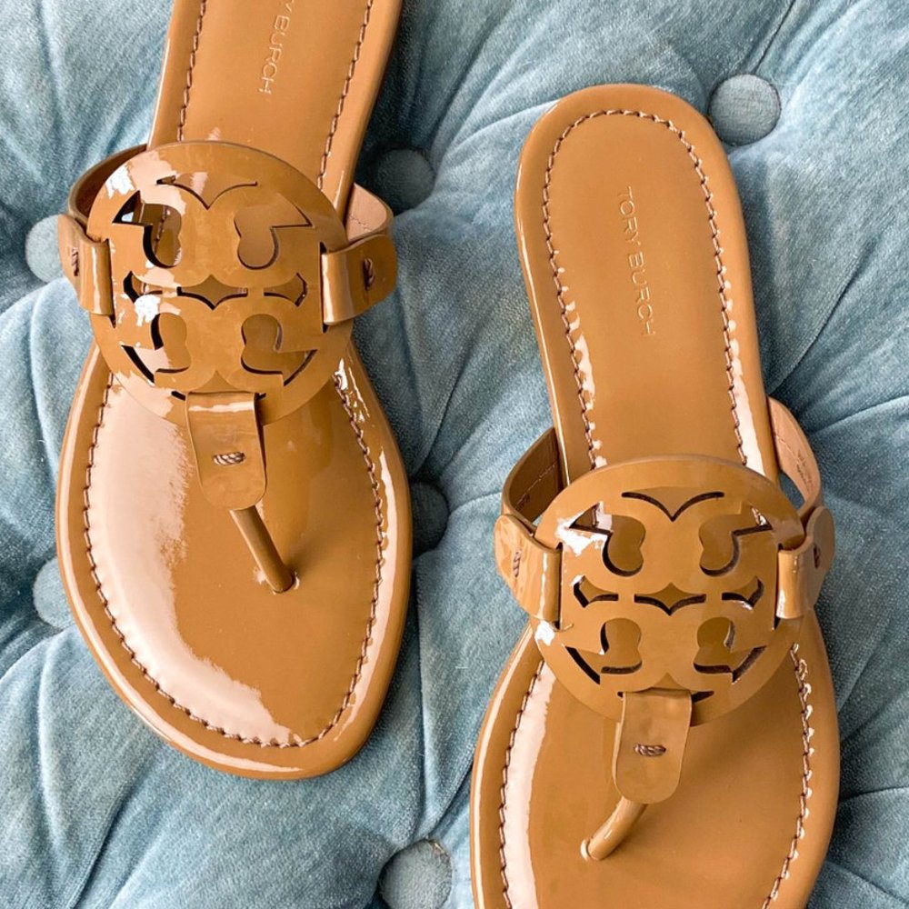 Tory Burch Miller Sandal - Tan Patent Leather
